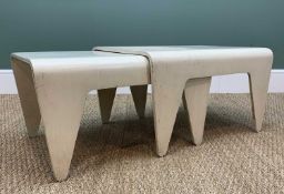 MARCEL BREUER FOR ISOKON FURNITURE LTD., two painted plywood intersliding occasional tables, 34h x