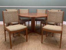 MID-CENTURY DANISH SKOVBY MOBELFABRIK TEAK EXTENDING DINING TABLE & SET 8 CHAIRS, table 218cms w (