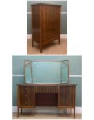 MID-CENTURY TOLA WOOD DRESSING TABLE & MATCHING CHEST, table with triple mirror top 131h x 133w x