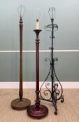 THREE STANDAND LAMPS, including an adjustable, black-painted, wrought iron lamp (3)