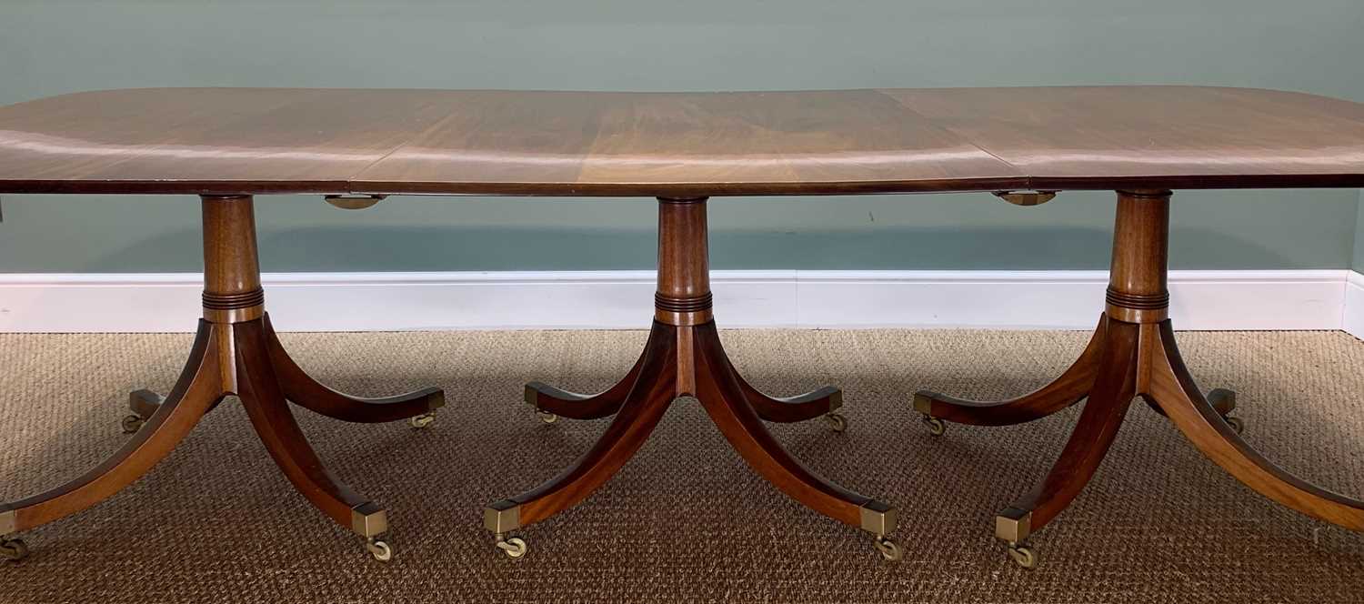 LARGE GEORGIAN-STYLE MAHOGANY TRIPLE-PEDESTAL DINING TABLE, with two extra leaves, plain moulded top - Image 3 of 5