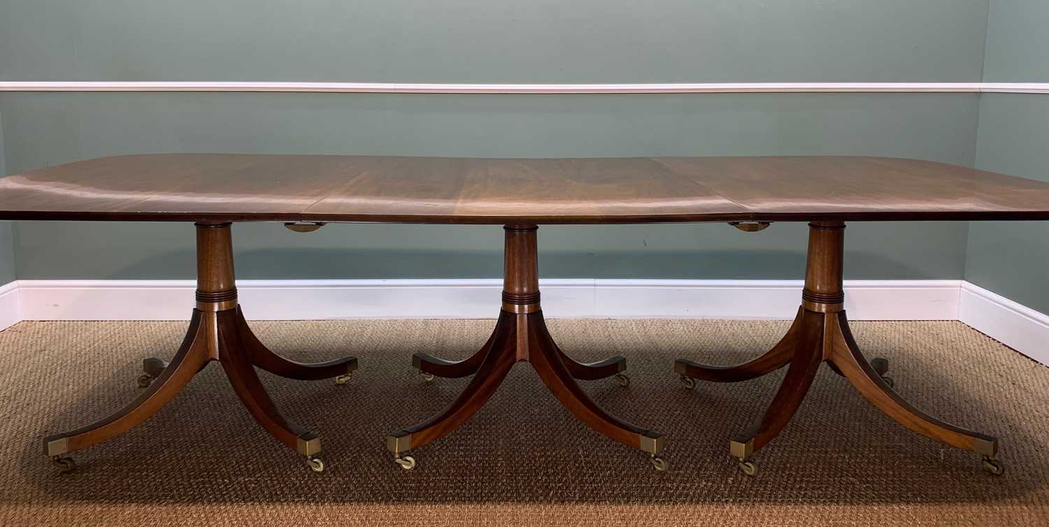 LARGE GEORGIAN-STYLE MAHOGANY TRIPLE-PEDESTAL DINING TABLE, with two extra leaves, plain moulded top - Image 5 of 5