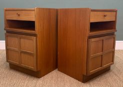 PAIR MID-CENTURY NATHAN TEAK BEDSIDE CUPBOARDS, 75h x 51.5w x 46cms d (2)