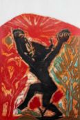 MICHAEL ROTHENSTEIN woodcut in colours - 'Black figure (reaching for the sun)', signed and dated