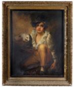 WILLIAM HART AFTER HENRY RAEBURN oil on canvas - portrait of a boy with rabbit, 94 x 74cms
