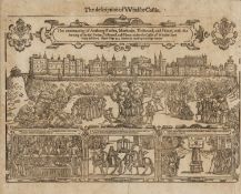 ANTOINE SALLAERT woodcut on laid paper - Windsor Martyrs, The description of Windsor Castle, three