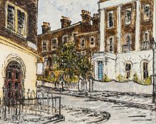 ‡ NOEL GIBSON (1928-2005) oil on board - Hackney Street corner, 53 x 78cms Comments: framed