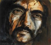 ‡ JOHN CLEAL (Welsh, 1929-2007) watercolour - head portrait of moustached man, signed, 20 x 23.