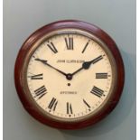 EARLY 20TH CENTURY DIAL WALL CLOCK,, 8-day single fusee movement, 11.5in painted dial inscribed John