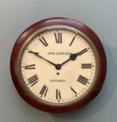 EARLY 20TH CENTURY DIAL WALL CLOCK,, 8-day single fusee movement, 11.5in painted dial inscribed John