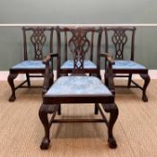 SET FOUR GEORGE III STYLE MAHOGANY DINING CHAIRS, 19th Century, with tapering square drop-in