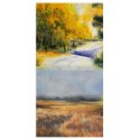 ‡ SANDRA PHILIPS (20th Century) pastel - entitled 'Summer Pastures', study of Towy Valley,