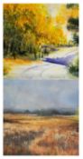 ‡ SANDRA PHILIPS (20th Century) pastel - entitled 'Summer Pastures', study of Towy Valley,