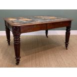 GEORGE IV MAHOGANY LIBRARY TABLE, in the manner of Gillows, moulded crossbanded with inset