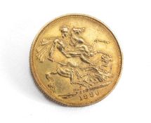 VICTORIAN GOLD SOVEREIGN, 1880, young head, 8.0gms Provenance: private collection Ceredigion