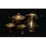 GEORGE V THREE PIECE SILVER TEASET, Birmingham 1926, 19ozt, together with associated EPNS hotwater