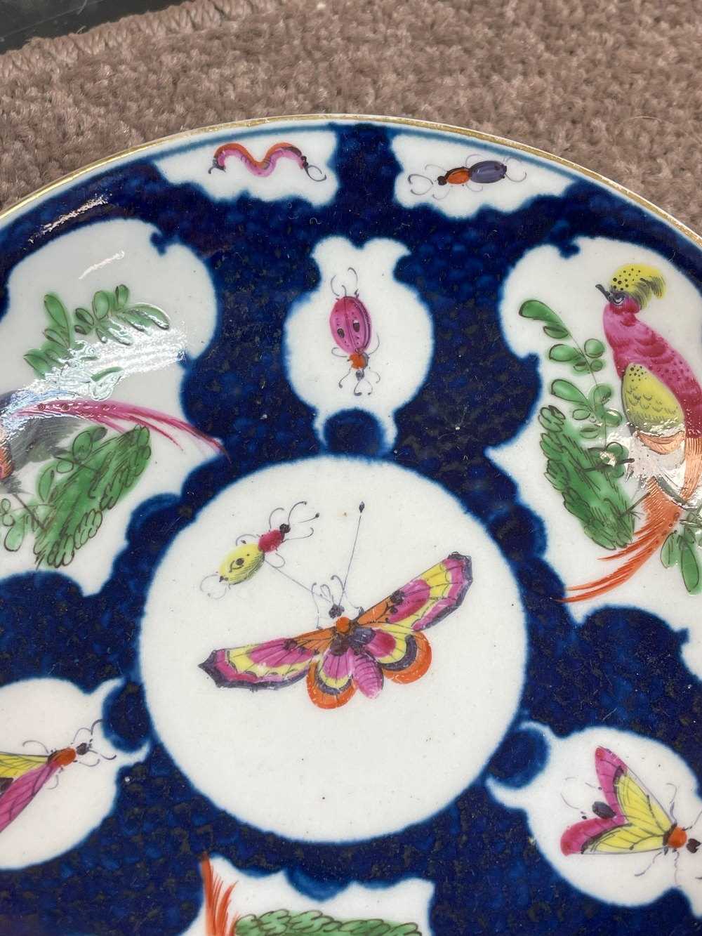 18TH CENTURY WORCESTER PORCELAIN SCALE-BLUE GROUND TRIO, c. 1770, shaped reserves enamelled with - Image 14 of 24