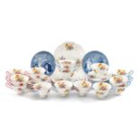 SHELLEY ROSE SPRAY NEW CAMBRIDGE PART TEA SET comprising twelve tea cups and ten saucers with blue