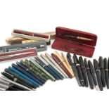 ASSORTED WRITING INSTRUMENTS & TOBACCO, including Parker Duofold, Parker 25, Parker 51, oversized