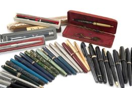 ASSORTED WRITING INSTRUMENTS & TOBACCO, including Parker Duofold, Parker 25, Parker 51, oversized