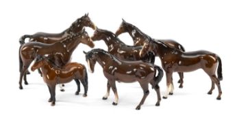 ASSORTED BESWICK HORSE FIGURINES (7) Comments: one with minute chip to ear.