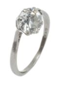 PLATINUM DIAMOND SOLITAIRE RING, the single stone measuring 1.6-6cts approx., 3.6gms, in Wartski