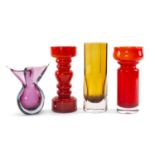 ASSORTED 20TH CENTURY GLASS including faceted amber glass vase, Gunner Ander for Lindshammar, 1960s,