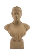 DOULTON LAMBETH STONEWARE COMMEMORATIVE BUST OF QUEEN MARY, modelled by Leslie Harradine, unglazed