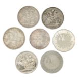 MIXED SILVER & CUPRO-NICKEL COINS, including Victoria 'Jubilee' Crown, 1892, 12h, 27.7g; 'Old