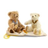 TWO MODERN STEIFF BEARS, comprising 2002 brown mohair bear with blue ribbon, COA no. 1513, in