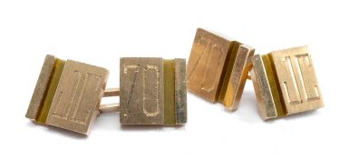 PAIR OF 9CT GOLD SQUARE CUFFLINKS, engraved '70' & 'JC', 17.0gms gross (2) Provenance: deceased
