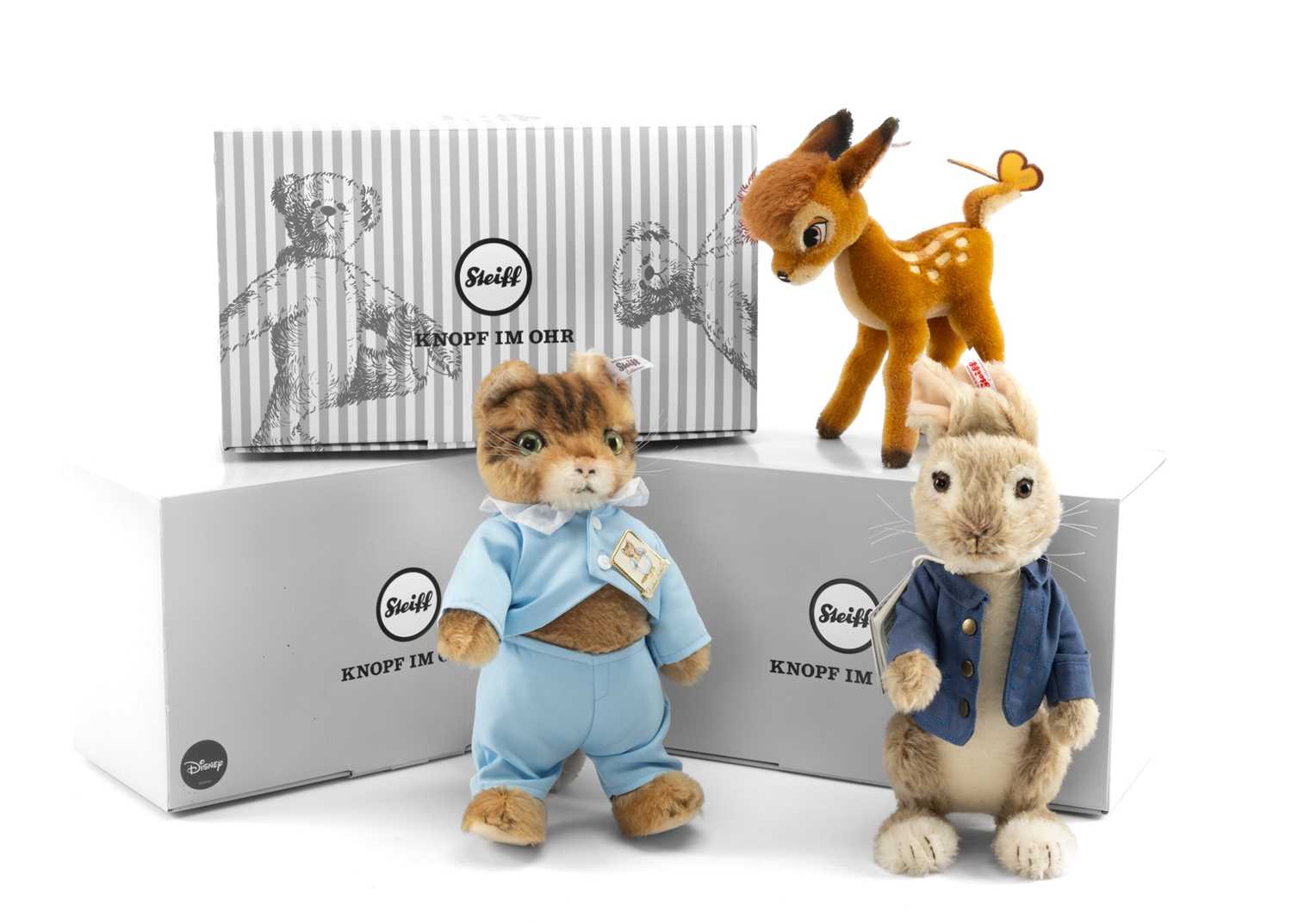 THREE BOXED LTD EDN STEIFF ANIMALS, comprising Tom Kitten (715/500) mohair, model 690389, 25cms,