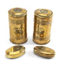 SMALL BRASSWARE ITEMS comprising two 19th Century oval snuff boxes, one with embossed 'England'