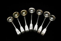 COLLECTION PROVINCIAL SILVER SALT SPOONS, Newcastle hallmarks, various makers including Thomas