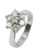 PLATINUM FLOWER CLUSTER 7-STONE RING, tot. diamond wt. appr. 1ct, gross wt appr. 7.4g Provenance: