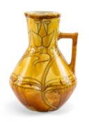 MINTON No. 6 SECESSIONIST POTTERY EWER, tube-lined and yellow glazed, printed Minton Ltd. mark and