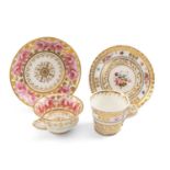TWO EARLY 19TH C. PORCELAIN CUPS & SAUCERS, comprising CHAMBERLAIN WORCESTER COFFEE CUP & SAUCER,