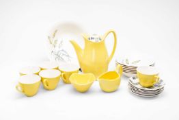 JESSIE TAIT FOR MIDWINTER, 'Patio' pattern six place yellow coffee service, together with