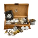 ASSORTED WATCHES & WATCH PARTS, including, springs, dials, movements, papers, etc, one movement