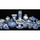 LARGE COLLECTION ASSORTED SPODE 'ITALIAN' BLUE PRINTED POTTERY, including cups, saucers, plates,