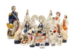 ASSORTED VICTORIAN STAFFORDSHIRE FIGURES, including base-titled 'Tam O Shanter & Sooter Johnny', 'St