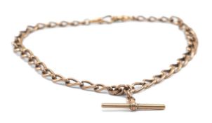 9CT GOLD ALBERT CHAIN, curb link, T-bar, 41cms long, 40.1gms Provenance: deceased estate