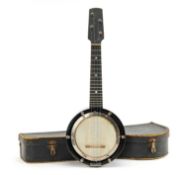 RELIANCE NO 1 BANJO-UKELELE, four strings, 55cms long, in case Provenance: private collection