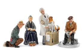 FOUR ROYAL DOULTON BONE CHINA FIGURINES comprising 'Fisherman' HN 4511, 'The Cup of Tea' HN 2322, '