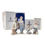 FOUR LLADRO FIGURES to include, 'Pocket Full of Wishes' #7650, 26cms h, 'Little Riders' #76623,