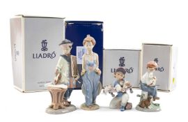 FOUR LLADRO FIGURES to include, 'Pocket Full of Wishes' #7650, 26cms h, 'Little Riders' #76623,