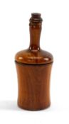 TREEN NUTMEG GRATER, of wine bottle form, the screw handled cover with metal grater, loose