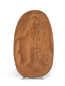 RARE ROYAL DOULTON TERRACOTTA PLAQUE depicting a warrior, believed to be by Joseph Mott, impressed