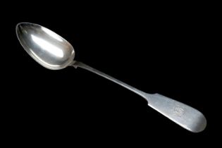 VICTORIAN PROVINCIAL SILVER BASTING SPOON, Thomas Sewell, Newcastle 1868, fiddle pattern with