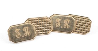 PAIR OF 9CT GOLD CUFFLINKS, of rectangular form, engraved, 4.8gms (2) Provenance: deceased estate